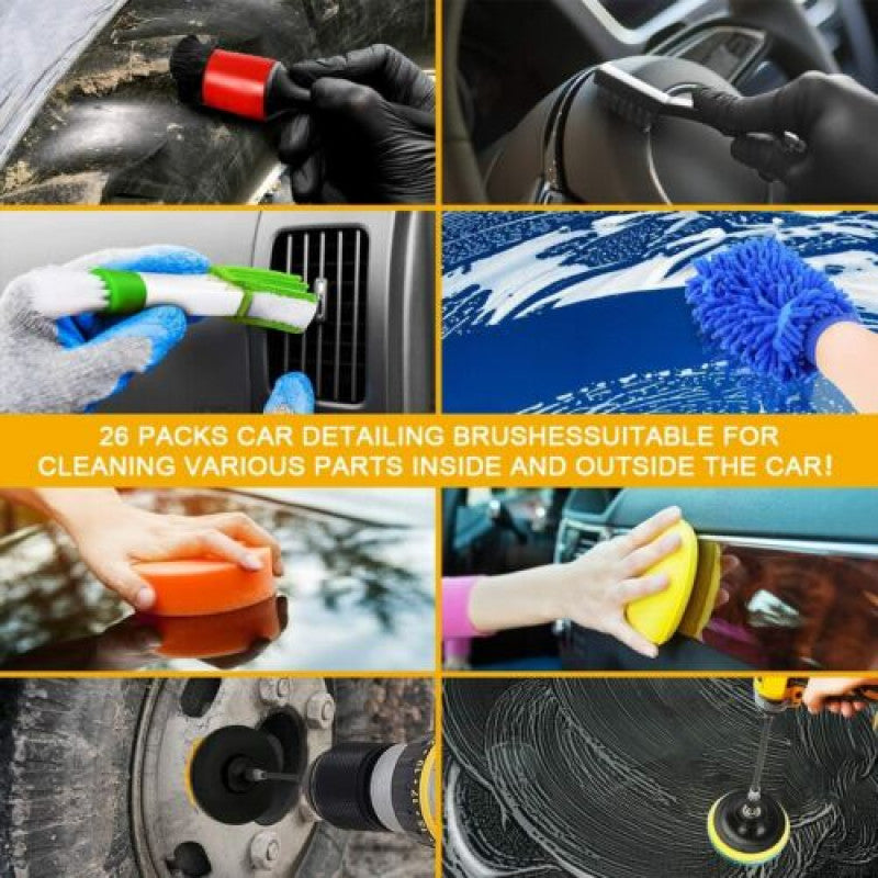 30PCS Car Detailing Wash Brush Set For Interior Exterior Wheels Car Cleaning Kit