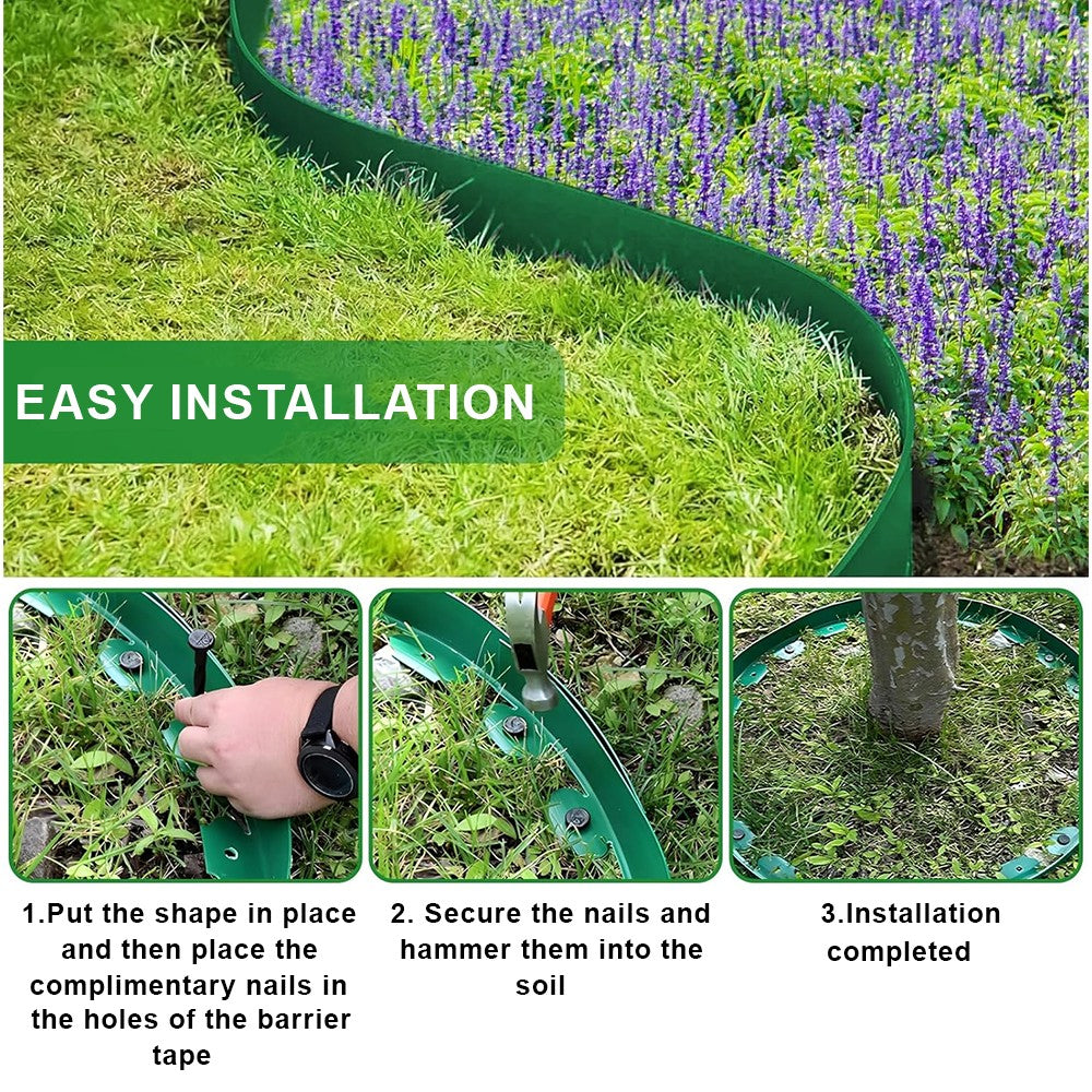 10 Metre Flexible Garden Border Grass Lawn Path Edging With Plastic Pegs UK