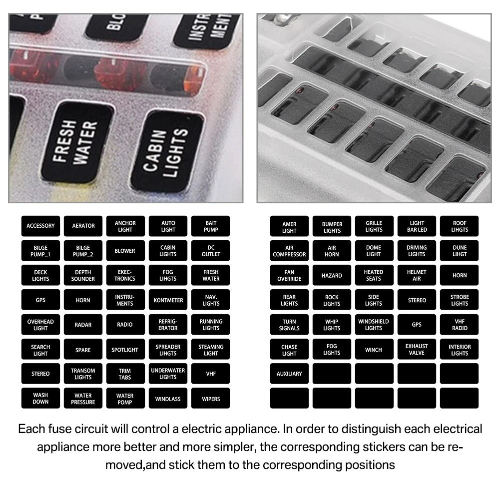 12 Way Blade Fuse 12-24V Car Boat Fuse Box Holder With Plastic Cover For Power Panel Board Camper RV Accessorie