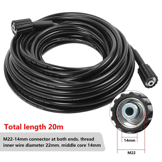 20-meter High-pressure Washer Hose M22-14 Series Copper Threaded Connector