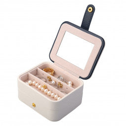 Small Portable Travel Jewelry Box Multilayer Leather Case