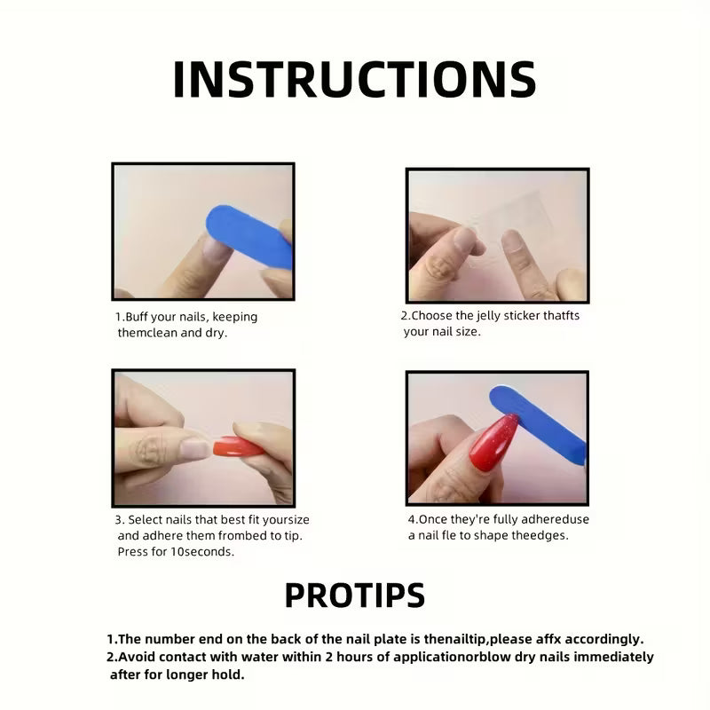 24 Pcs Long Stiletto Drop Shaped Press On Nails