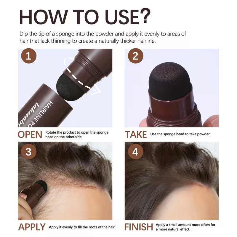 Hairline Powder Stick, Hair Shadow Sponge Pen, Used to for cover Gray Roots