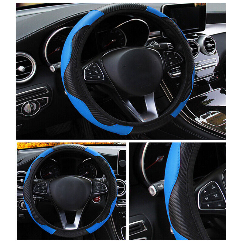 Auto Car Steering Wheel Cover Skidproof Leather Steering Wheel Case For 38cm 15