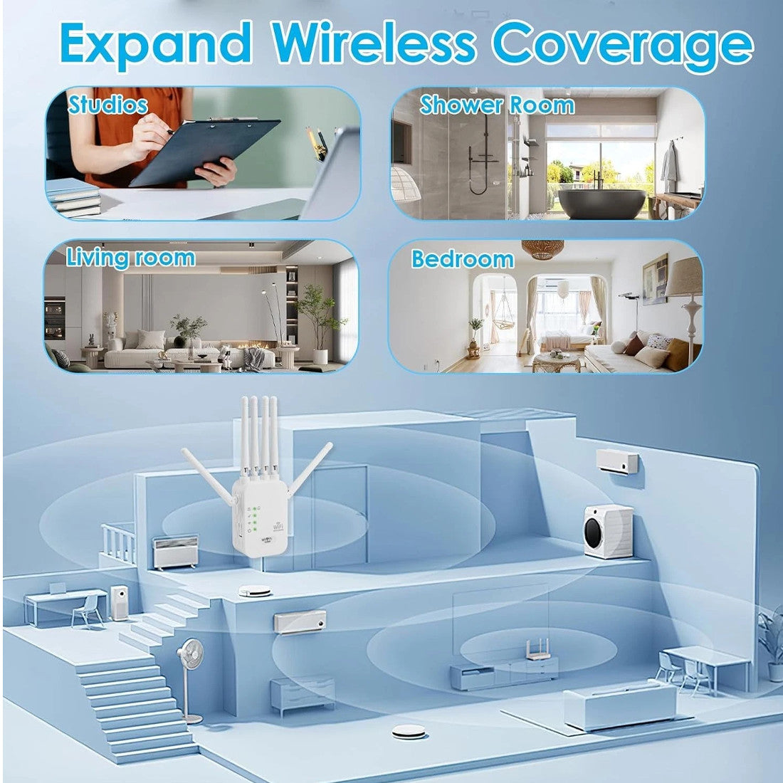 Dual-band Signal Booster Amplifier 1200M Gigabit Wireless Repeater