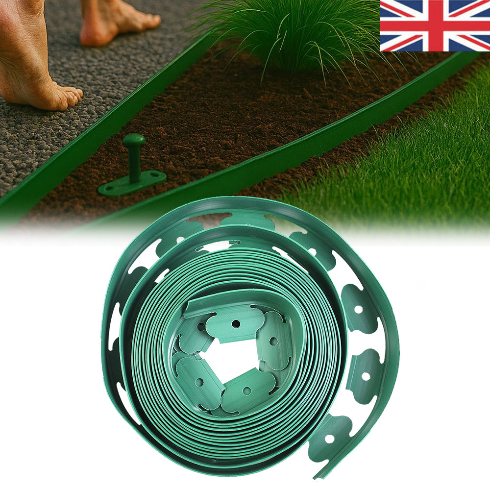 10 Metre Flexible Garden Border Grass Lawn Path Edging With Plastic Pegs UK