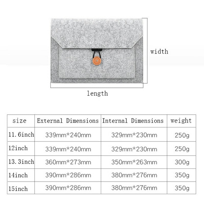 Felt Laptop Sleeve Protective Case for 13-Inch MacBook Pro/iPad