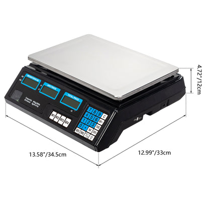 ACS-30 40kg/5g Digital Price Computing Scale for Vegetable UK Plug Silver & Black