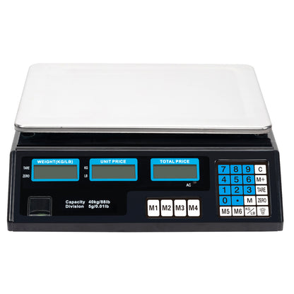 ACS-30 40kg/5g Digital Price Computing Scale for Vegetable UK Plug Silver & Black