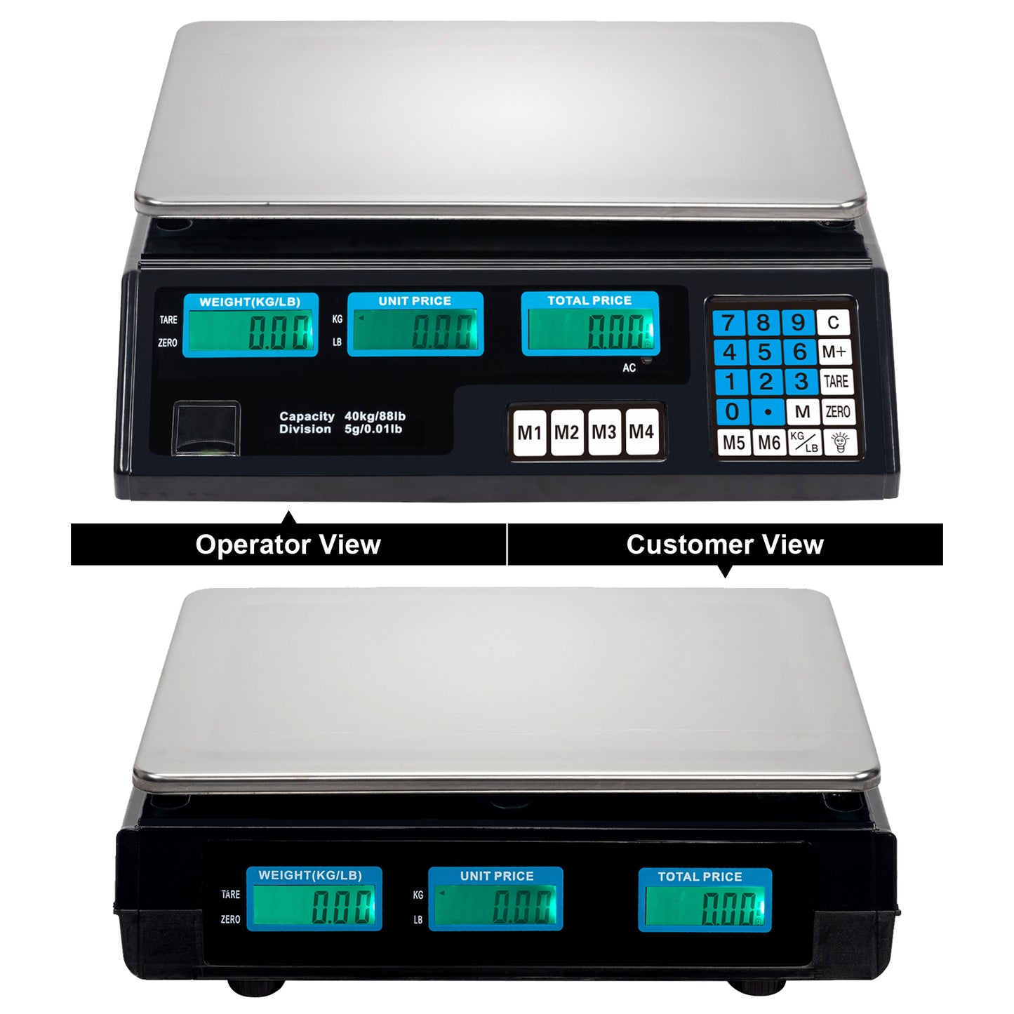 ACS-30 40kg/5g Digital Price Computing Scale for Vegetable UK Plug Silver & Black