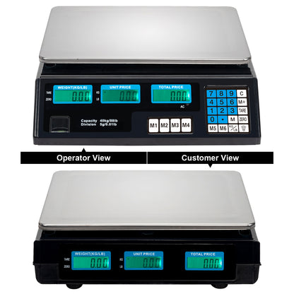 ACS-30 40kg/5g Digital Price Computing Scale for Vegetable UK Plug Silver & Black