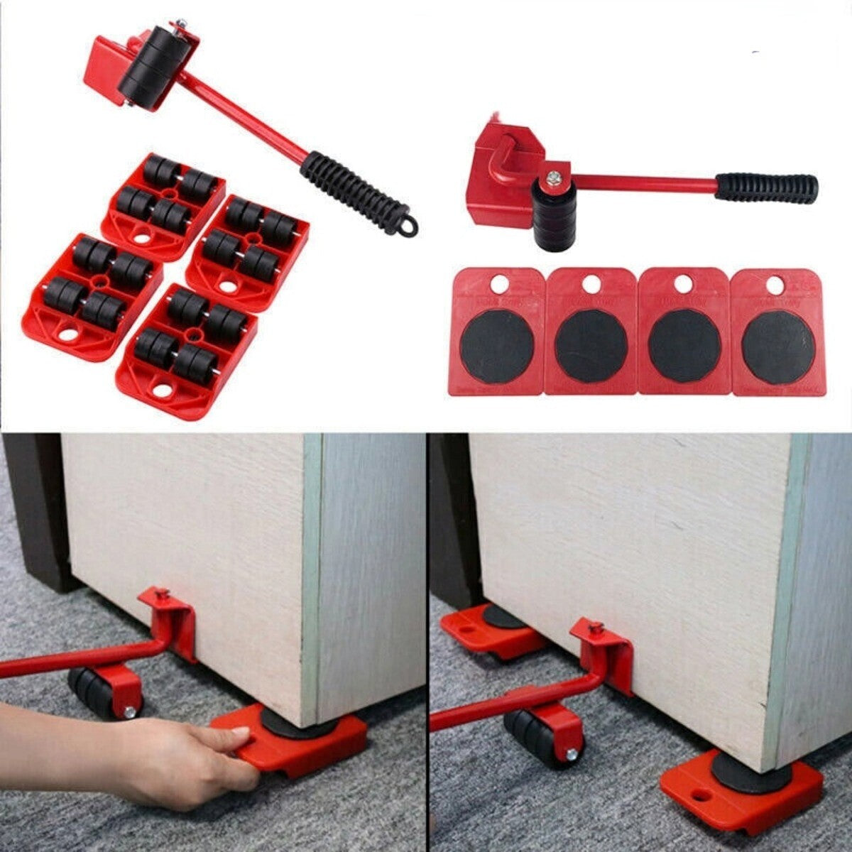 5 PCS Heavy Duty Furniture Shifter Lifter Set Wheel Moving Removal Slider Moving