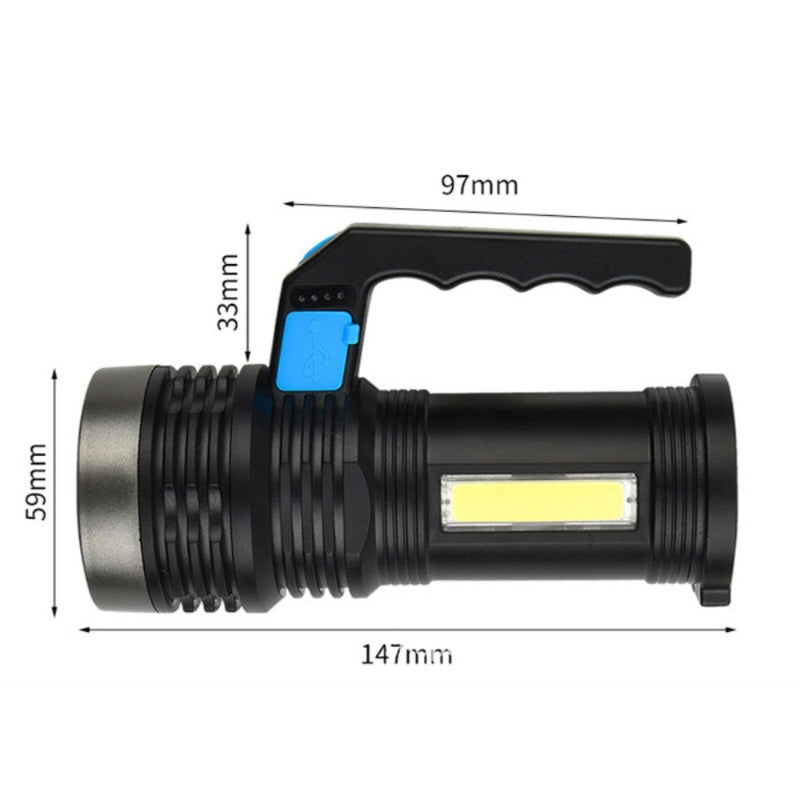 LED Flashlight USB Rechargeable Torch COB Work Light Camping Light High Lumens Emergency Lamp 3 Modes Waterproof