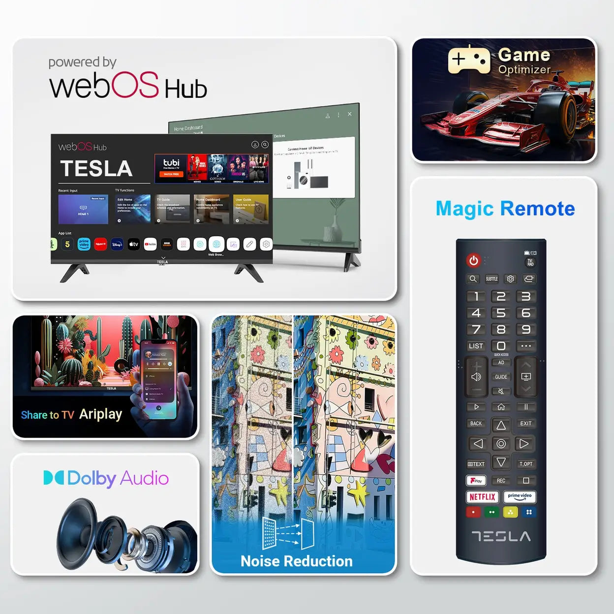 TESLA 43" Direct LED 4K HDR Smart Web OS TV-T43S4K(Freeview HD,Dolby Audio)