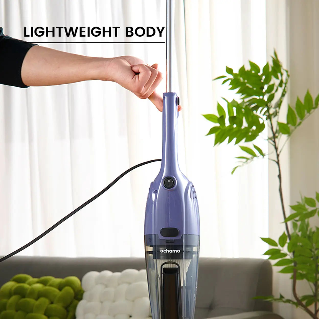 Ochama Corded Vacuum Cleaner, 500W, 0.5L, Dual-Use Handheld & Stick, High Suction Power, Transparent Dust Container, Slim Design, Ideal for Pets & Home