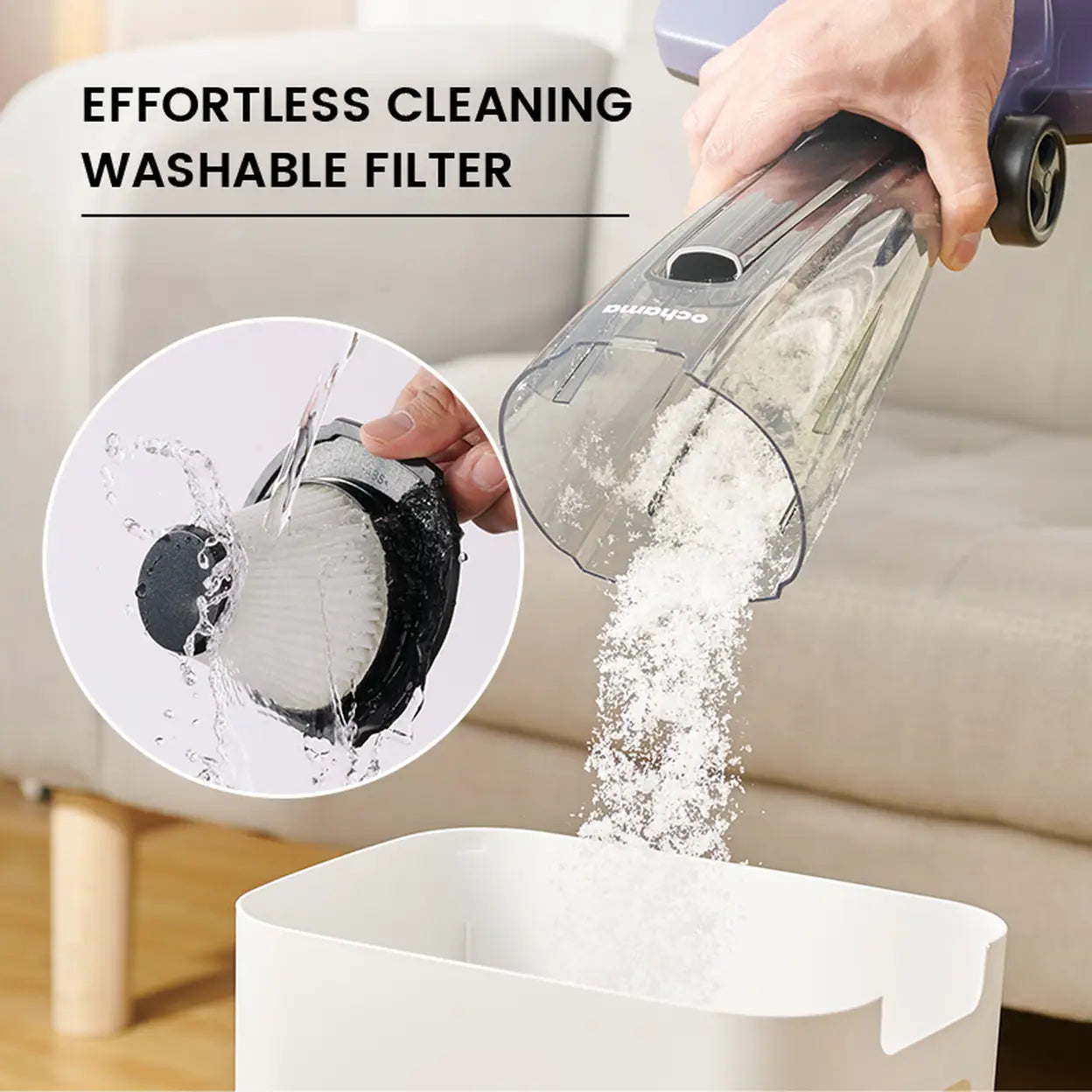 Ochama Corded Vacuum Cleaner, 500W, 0.5L, Dual-Use Handheld & Stick, High Suction Power, Transparent Dust Container, Slim Design, Ideal for Pets & Home