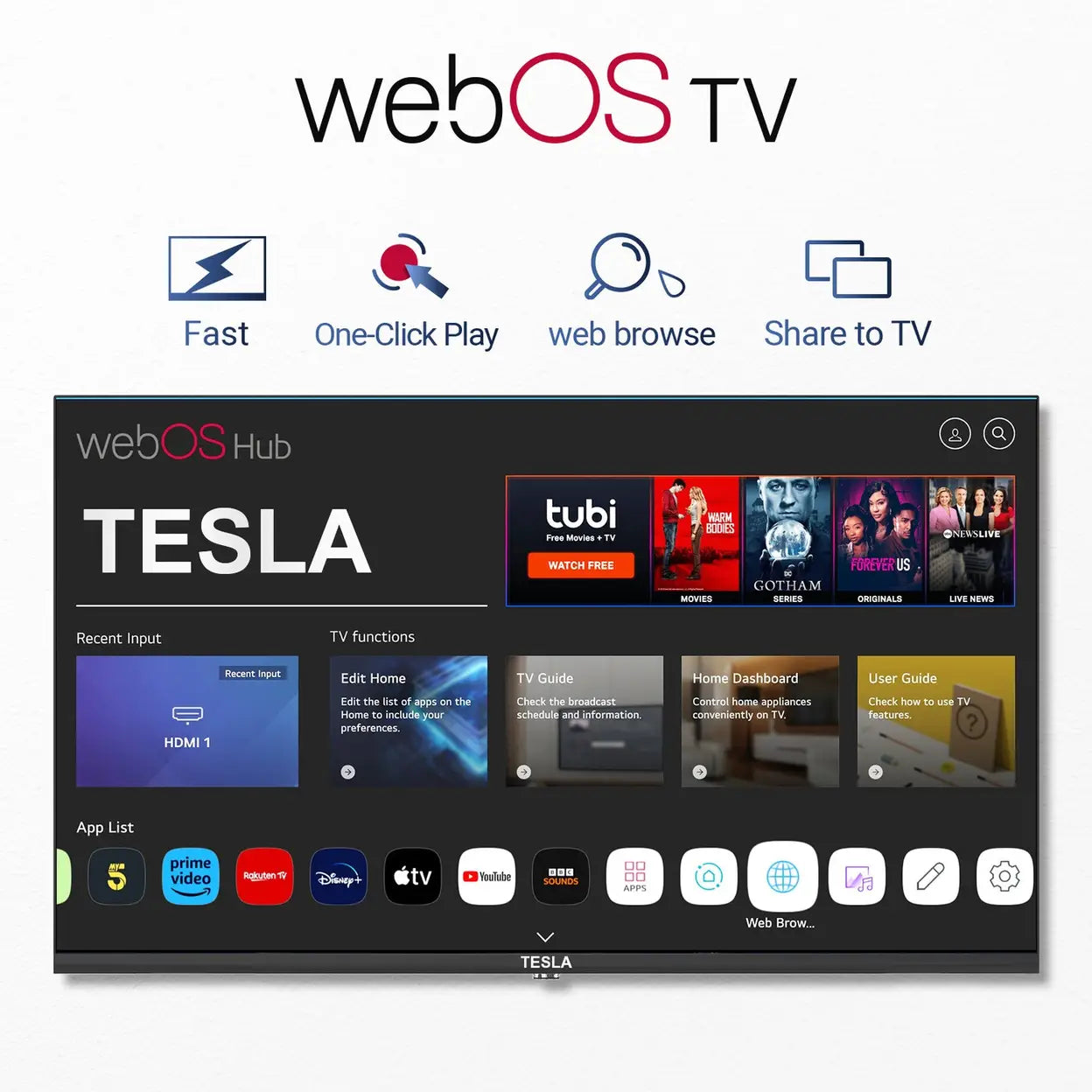 TESLA 43" Direct LED 4K HDR Smart Web OS TV-T43S4K(Freeview HD,Dolby Audio)