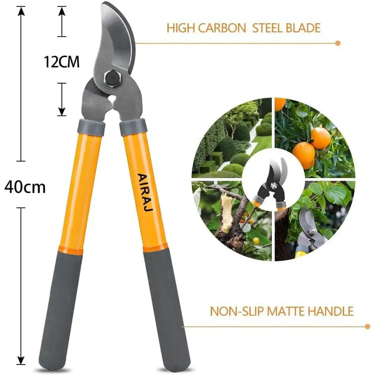 AIRAJ 40cm Tree Loppers, Bypass Garden Lopper with 3.5cm Cutting Capacity