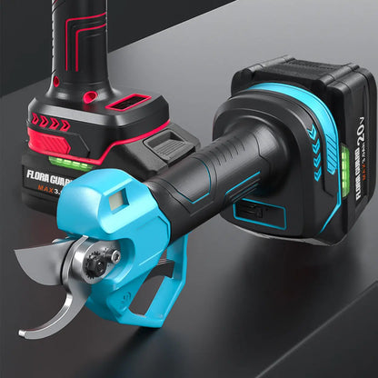 Flora Guard 35mm Cordless Electric Pruning Shears – 2×3000mAh Battery & 1A Charger, 35mm Cutting Diameter Power Garden Pruner for Thick Branches and Trees