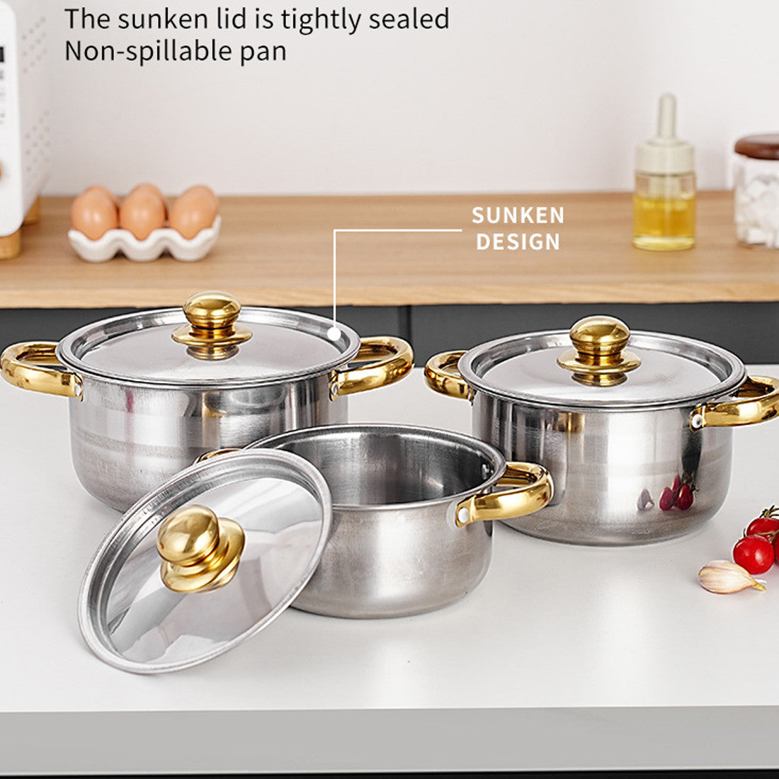 Set of 12 stainless steel Saucepans cookware Cooking Pots set + Spatula Accessory