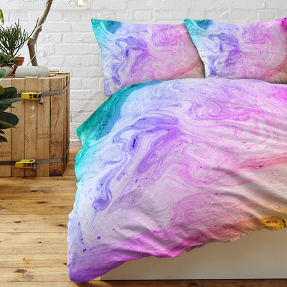 Girly Duvet Cover Rainbow Glitter Ombre Bedding Set