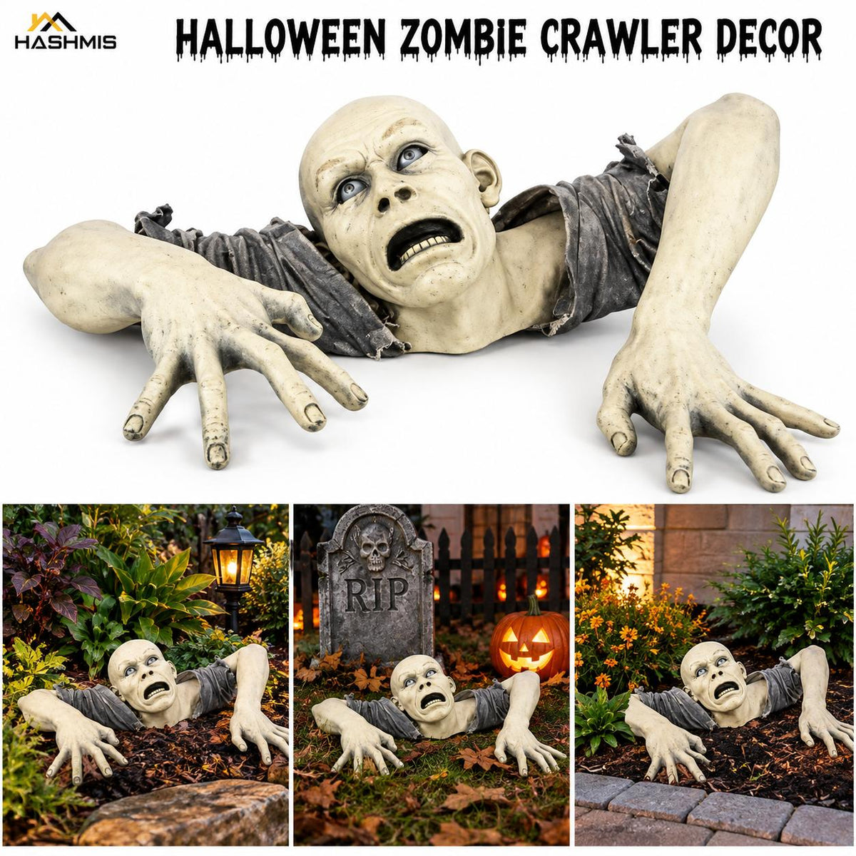 Halloween Crawling Zombie Decoration Outdoor Garden Statue Graveyard Horror Prop for Halloween Decor