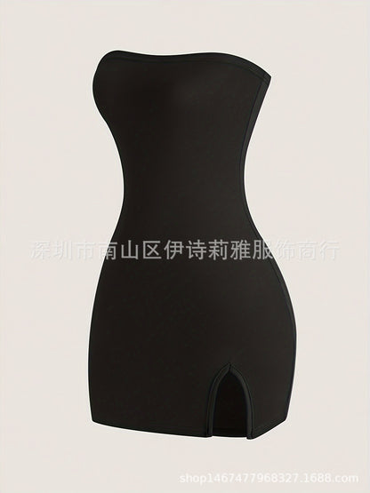 Slim Fit Tube Mini Dress – Bodycon, Strapless, Hip-Hugging Style