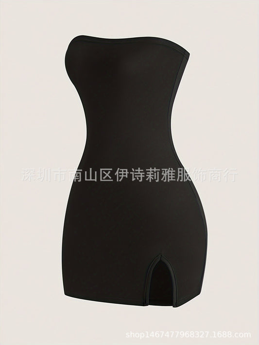 Slim Fit Tube Mini Dress – Bodycon, Strapless, Hip-Hugging Style