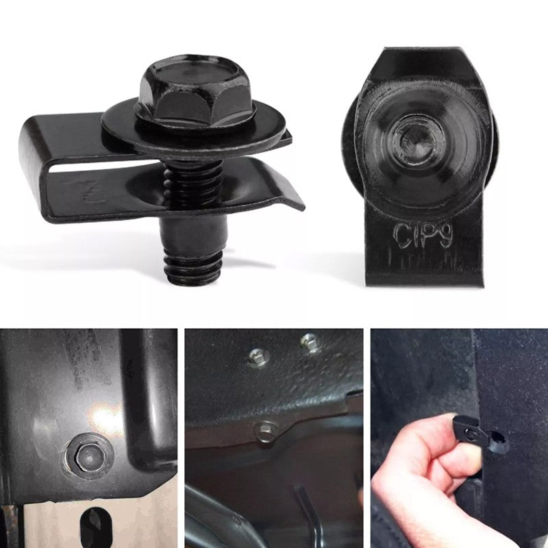 200X Universal Metal U-Type Screw Clips Car Bumper Fender Trim Panel Fastener