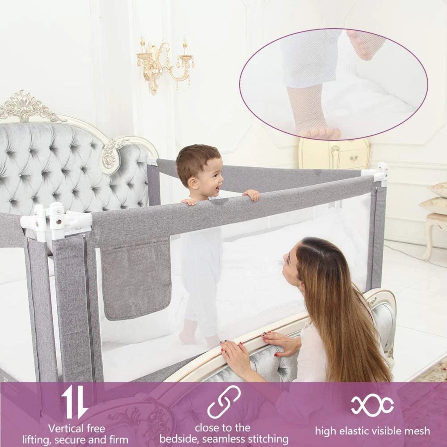 1.5M Bed Safety Guards Folding Children Toddler's Bed Rail Safety Protection NEW