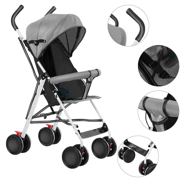 Foldable Baby Stroller Pram Pushchair With Sunshade Foot Brake Buggy Travel UK