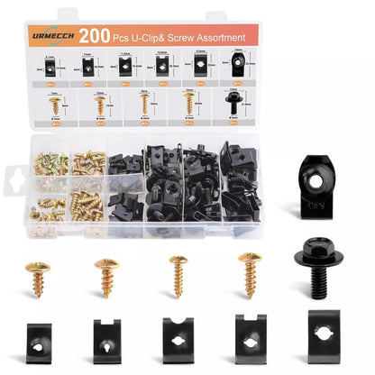 200X Universal Metal U-Type Screw Clips Car Bumper Fender Trim Panel Fastener