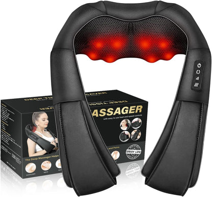 Electric Shiatsu Neck Back Shoulder Massager With Heat & Kneading, Deep Tissue Massage For Home Car Office Use, UK Plug