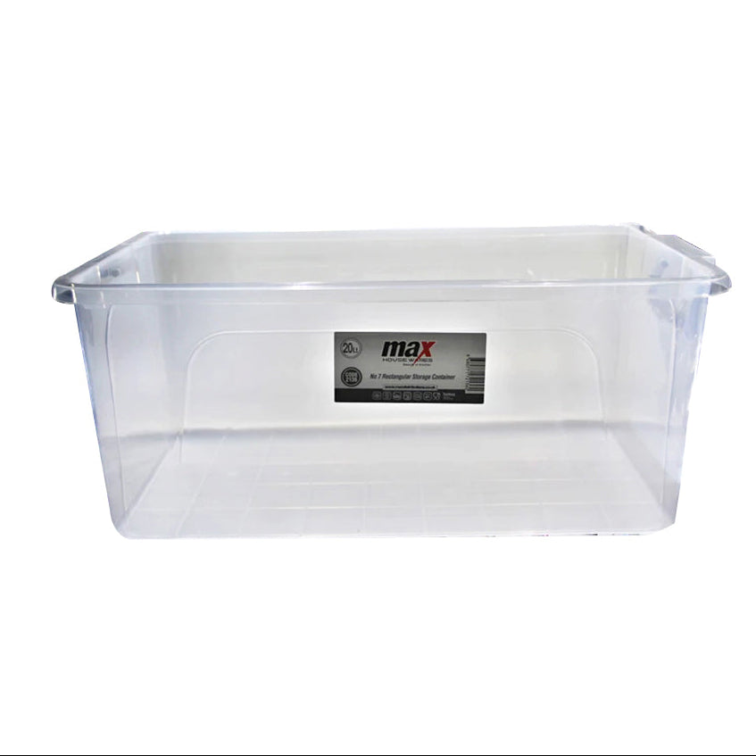 Clear Plastic Rectangle Storage Box with Lid and Latch 20 Litre 47 x 30 x 20 cm