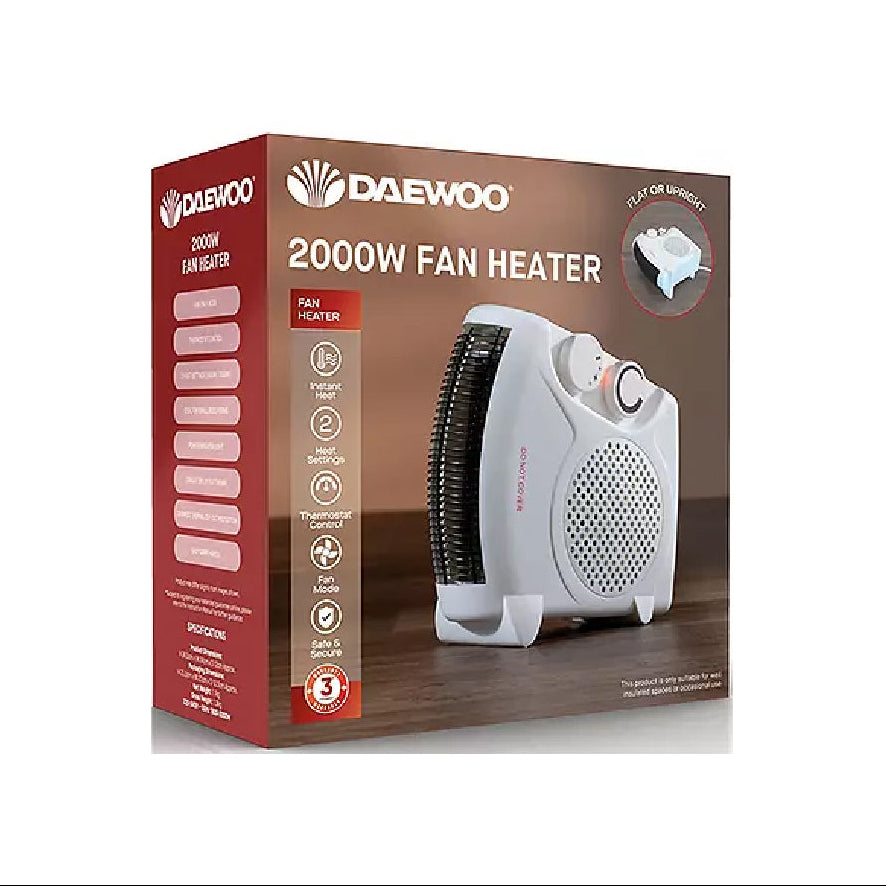 Daewoo 2000W Portable Flat Fan Heater