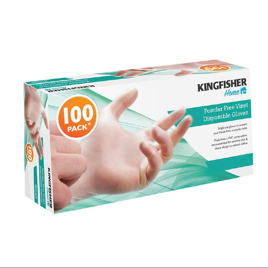100 Pk Powder Free Vinyl Disposable Gloves Large