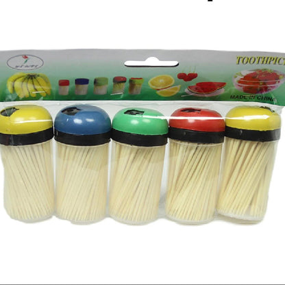 5PCS Plastic Toothpick Holder with Bamboo Toothpicks