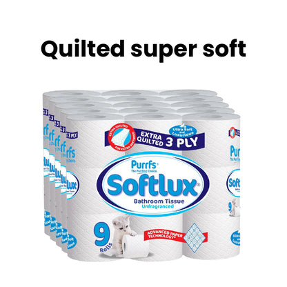 45 Rolls Softlux 3Ply Toilet Rolls Tissue 2 Flavour