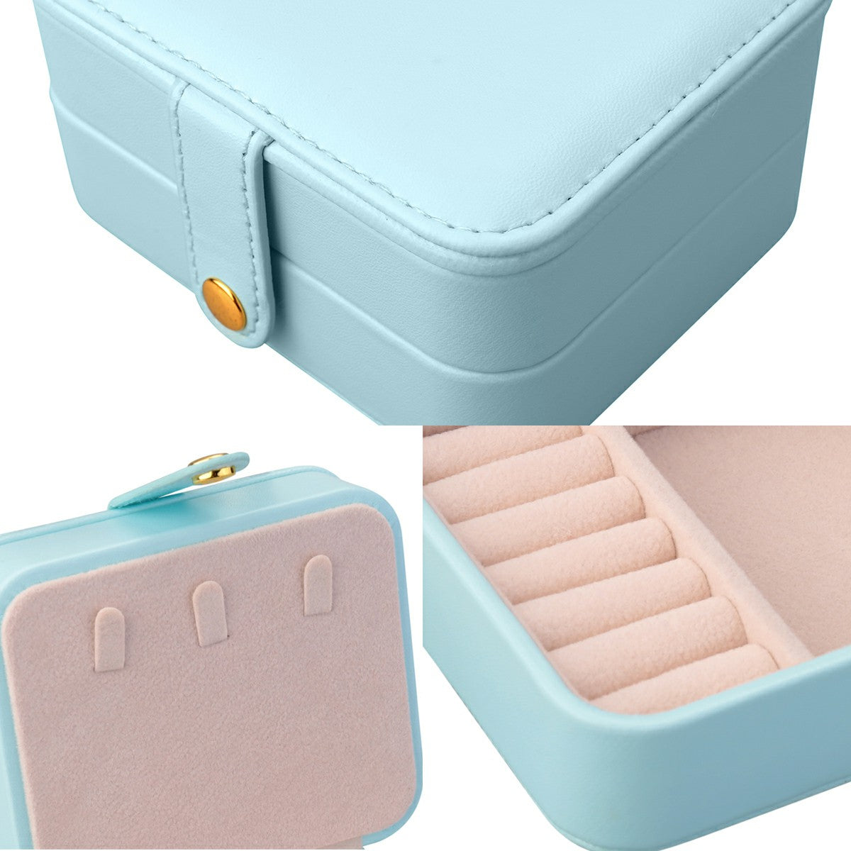 Small Portable Travel Jewelry Box Multilayer Leather Case