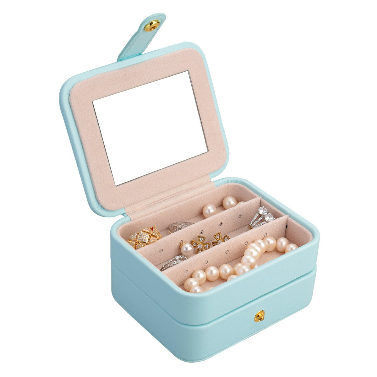 Small Portable Travel Jewelry Box Multilayer Leather Case