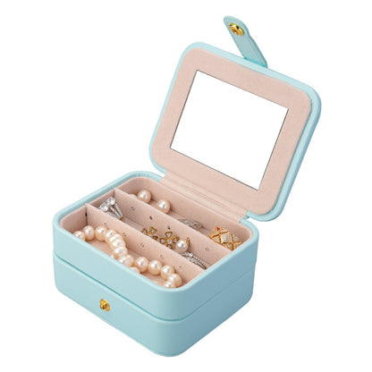 Small Portable Travel Jewelry Box Multilayer Leather Case
