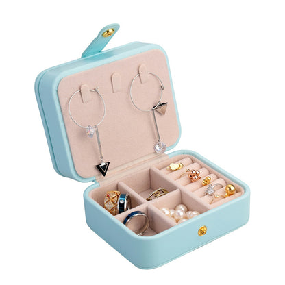 Small Portable Travel Jewelry Box Multilayer Leather Case