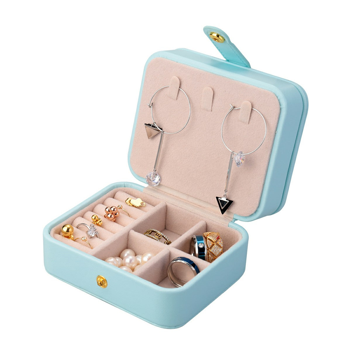 Small Portable Travel Jewelry Box Multilayer Leather Case