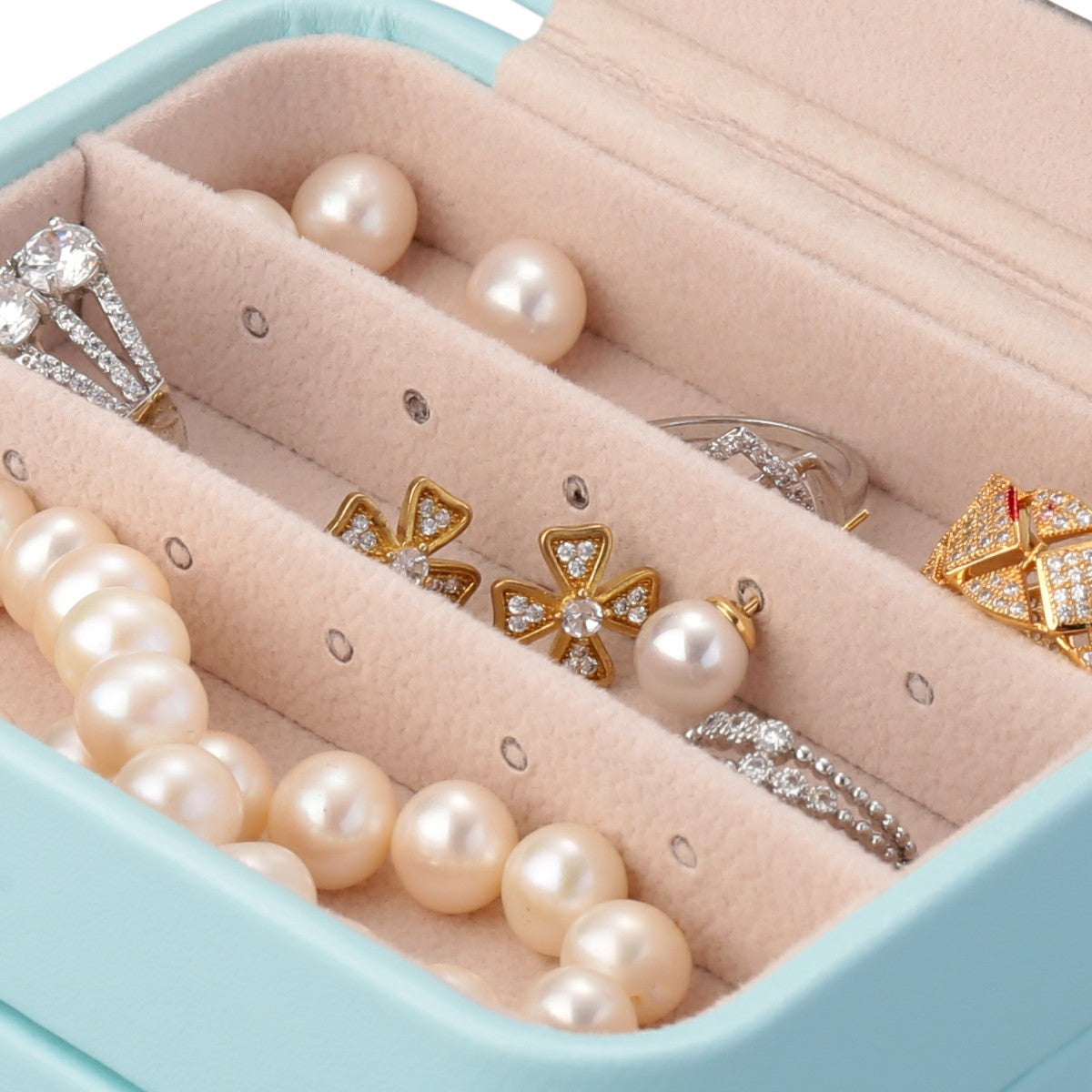 Small Portable Travel Jewelry Box Multilayer Leather Case