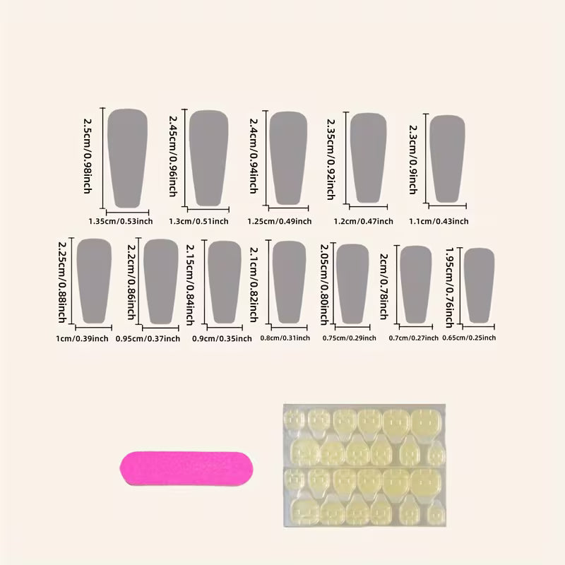 24 Pcs Long Stiletto Drop Shaped Press On Nails