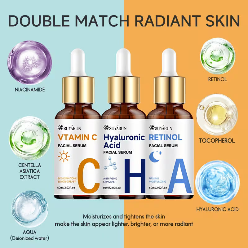 3-Piece Day & Night Vitamin C + Retinol + Hyaluronic Acid Triple Action Set