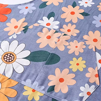 Adjustable Floral & Heart Print Apron