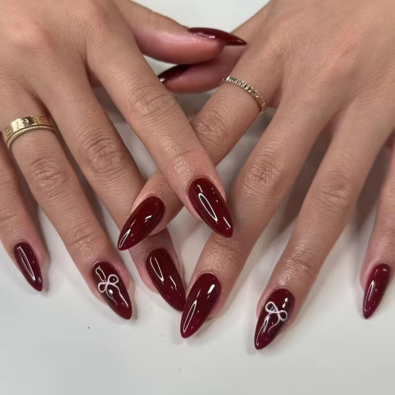 24 Pcs Long Stiletto Drop Shaped Press On Nails