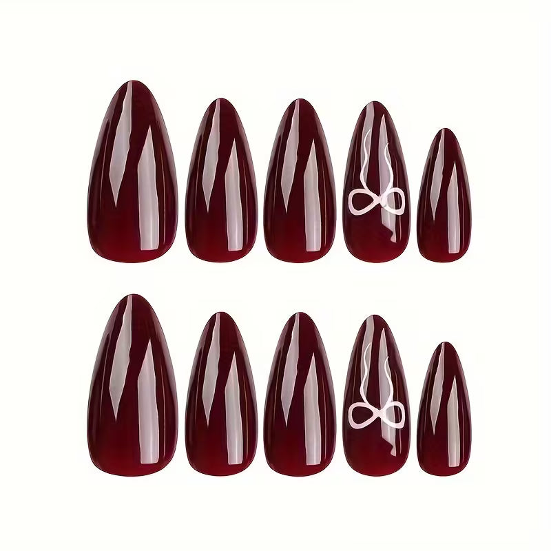 24 Pcs Long Stiletto Drop Shaped Press On Nails