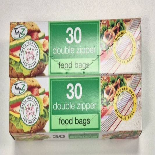30 Double Zipper/Press & Seal Food Bags